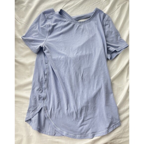Ivivva by Lululemon Girls Light Blue Strappy Back Athletic Shirt Size 10 - Picture 1 of 4